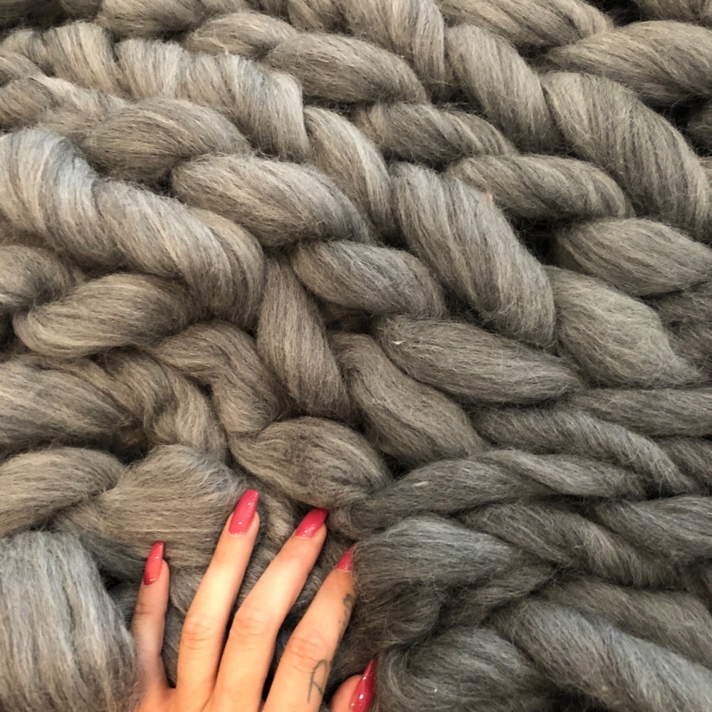 Chunky merino wool blanket large